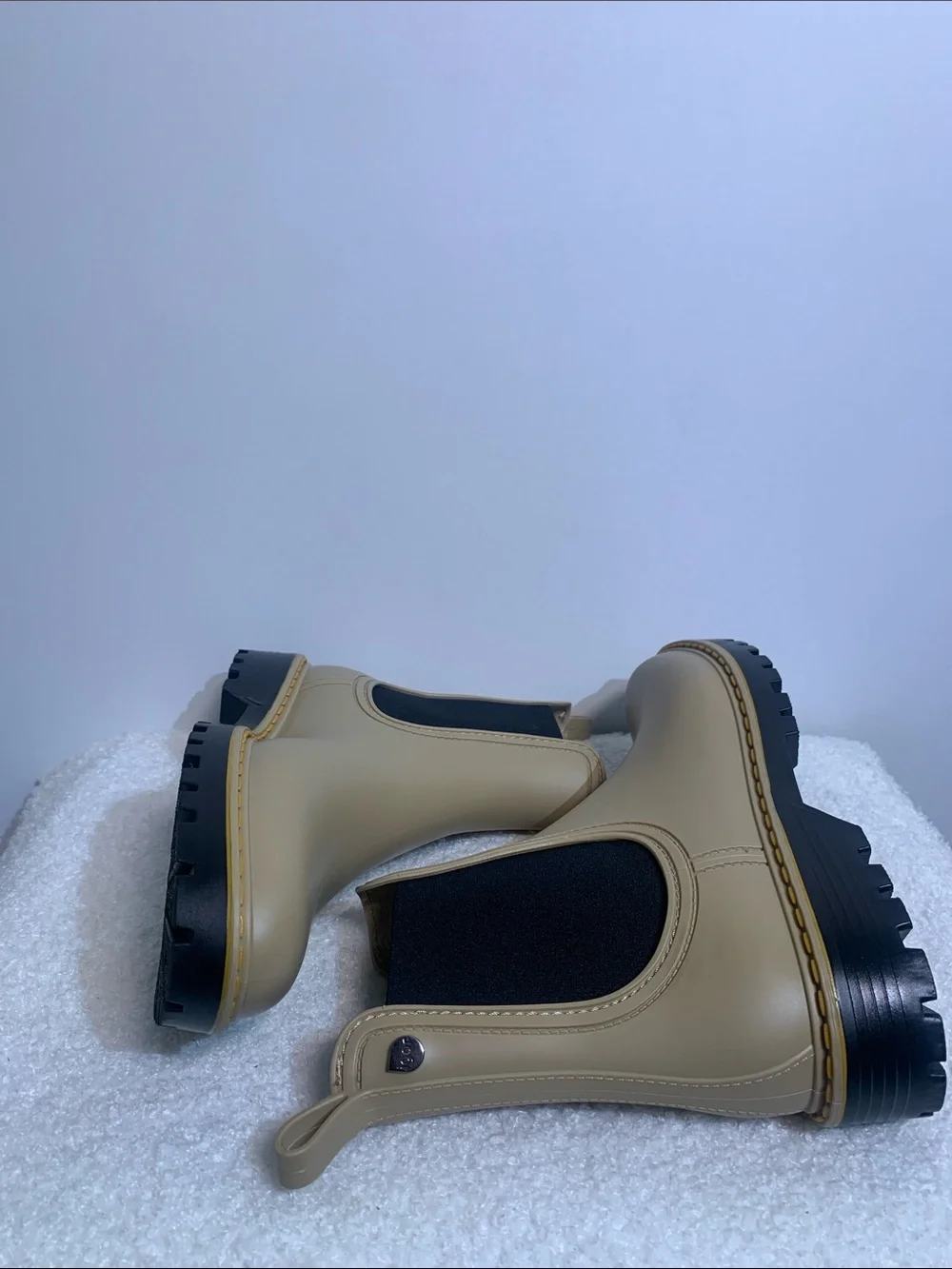 Igor Taupe Chelsea Rain Booties with Black Elastic